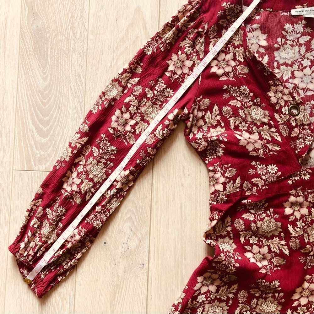 American Eagle Outfitters Red Floral Viscose Dress - Picture 11 of 13